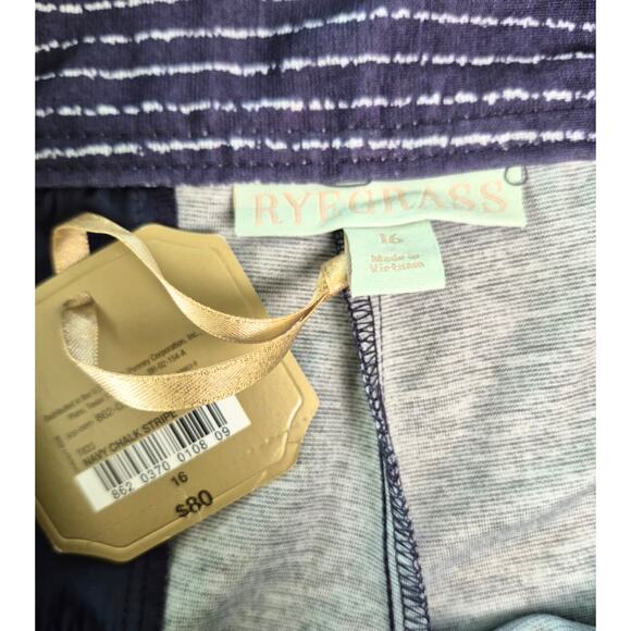 Ryegrass Wide Leg High Rise Pants Womens Sz 16 Navy Chalk Stripe Trousers NWT - Picture 3 of 8